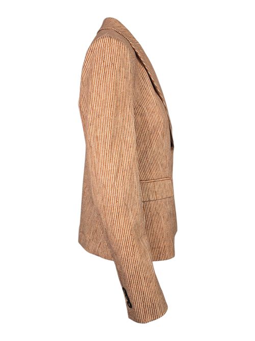 giacca donna doppiopetto rigata avorio e arancione Good match | AB7431R28